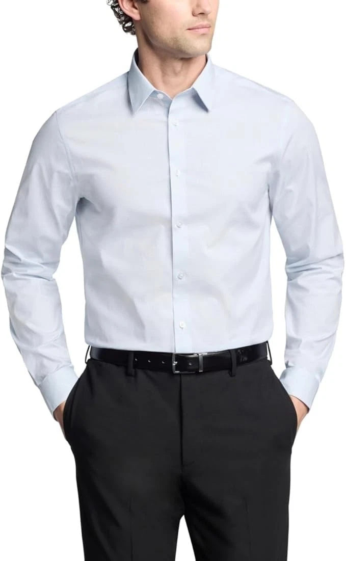 $85 Calvin Klein Steel Men's Slim Fit Dress Shirt - Light Blue, 15.5 32/33US