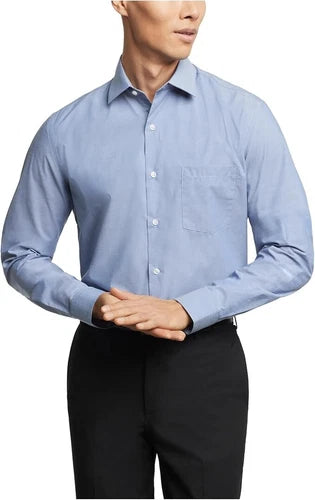 Van Heusen Mens Regular Fit Stain Shield Dress Shirt Penn Blue M 15-15.5 32/33