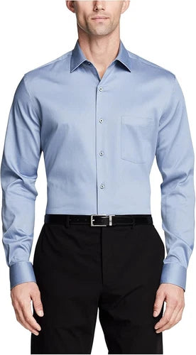 Van Heusen Men's Dress Shirt Regular Fit Stain Shield Stretch Blue 15-15.5 32-33