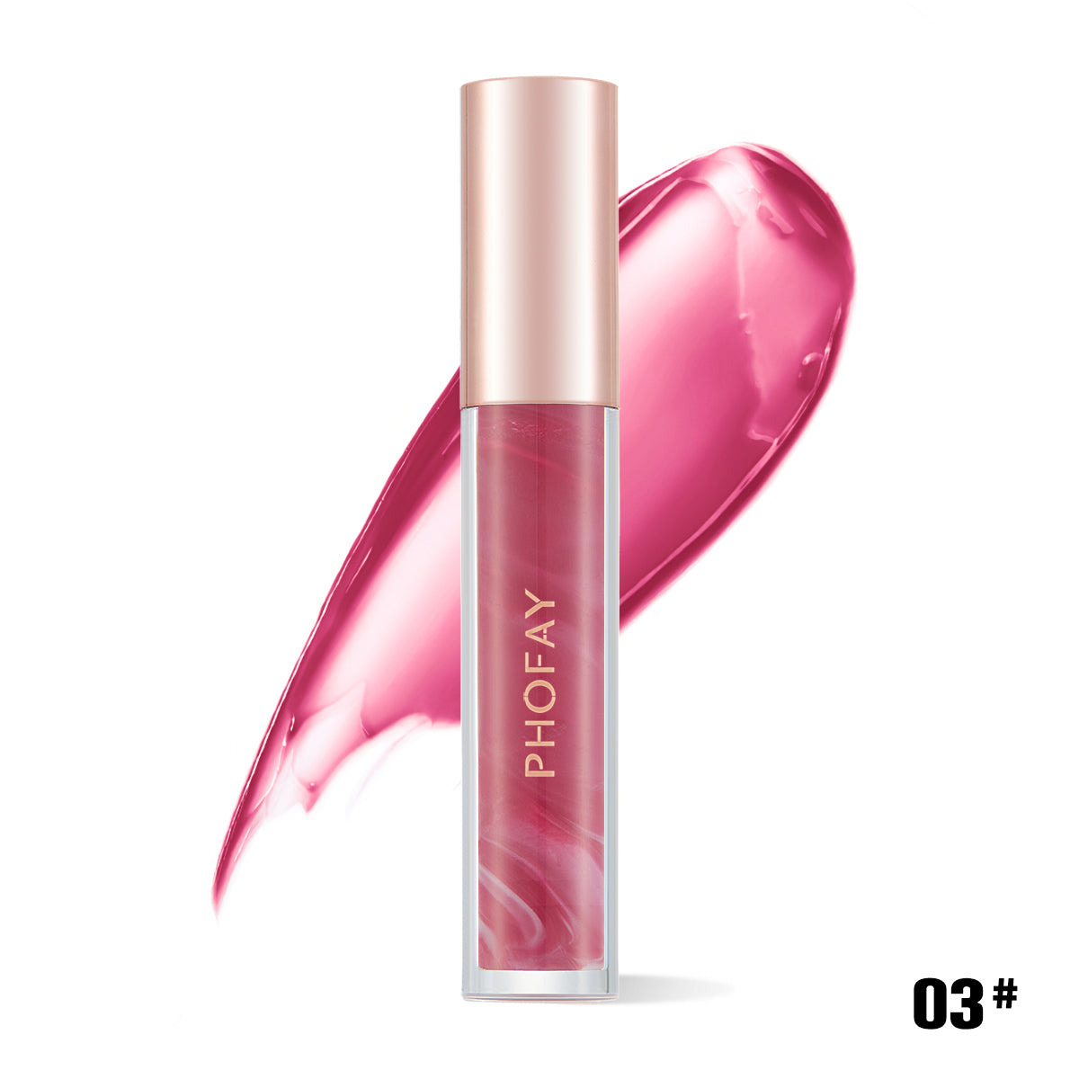 PHOFAY Rose Blooming Hydrating Lip Gloss – Moisturizing Shiny Non-Sticky