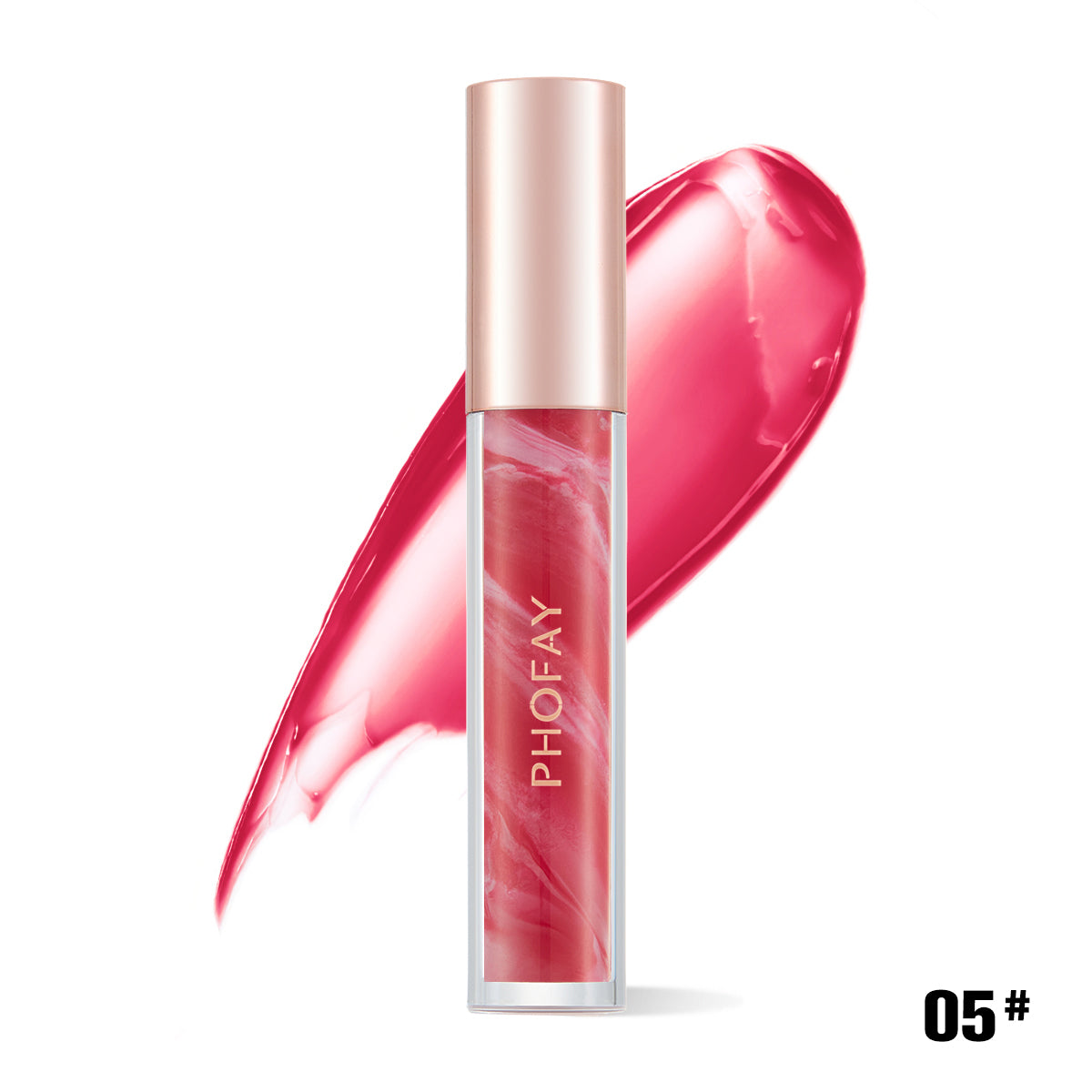 PHOFAY Rose Blooming Hydrating Lip Gloss – Moisturizing Shiny Non-Sticky