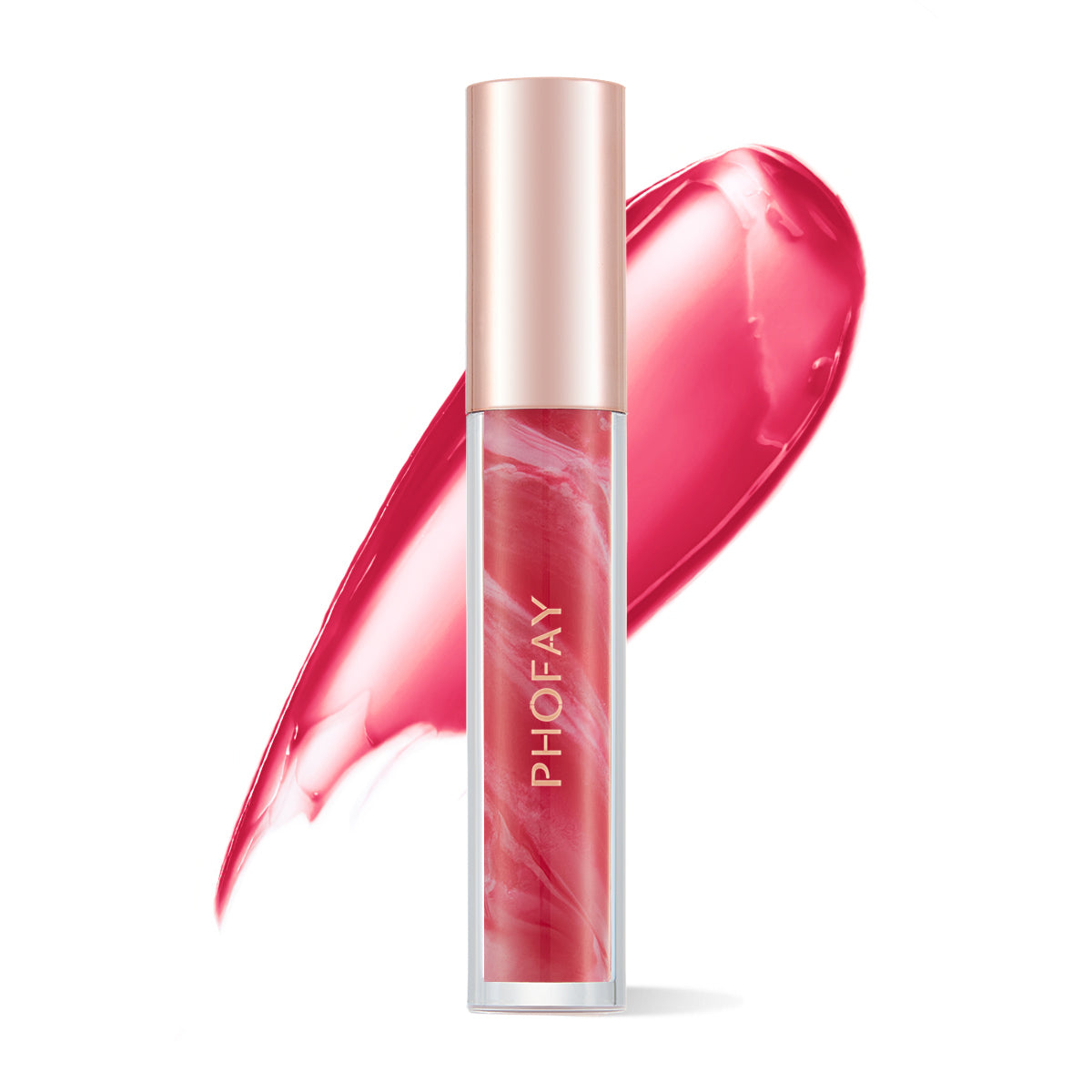PHOFAY Rose Blooming Hydrating Lip Gloss – Moisturizing Shiny Non-Sticky