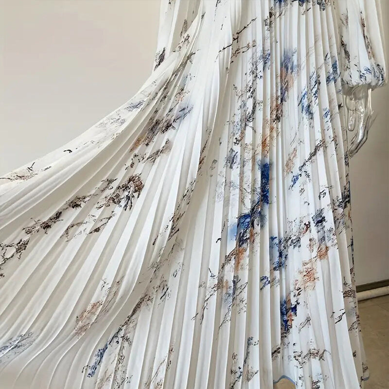 Women's Floral Print V-Neck Long Sleeve Maxi Dress A-Line Flowy Ruffled For Spring & Summer Vacation & Evening Party