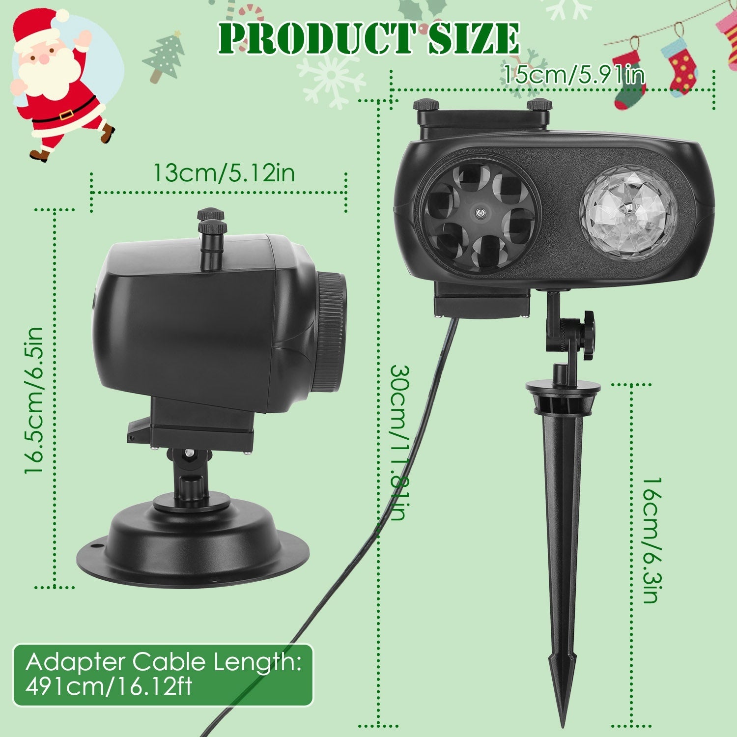 2 In 1 Holiday Projector Light Projection Lamp Indoor Outdoor With 10-Color Ocean Wave 10 HD Slides 3 Bases Remote Control For New Year Valentine's Day Christmas Halloween Thanksgiving Easter