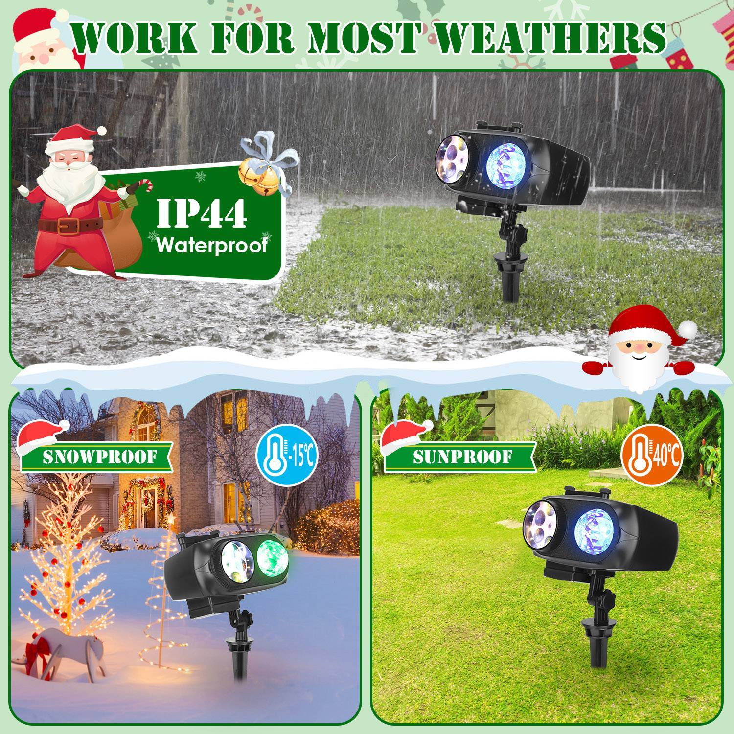 2 In 1 Holiday Projector Light Projection Lamp Indoor Outdoor With 10-Color Ocean Wave 10 HD Slides 3 Bases Remote Control For New Year Valentine's Day Christmas Halloween Thanksgiving Easter