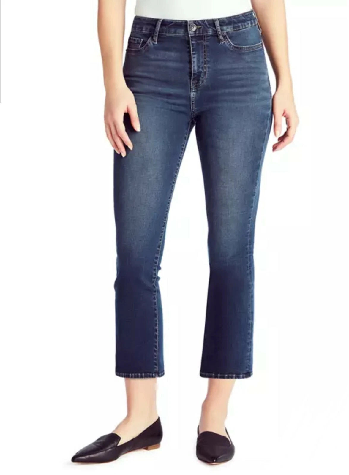 Chaps Missy's Mid Rise Crop Kick Jeans in Average Length, Addison, 6/28