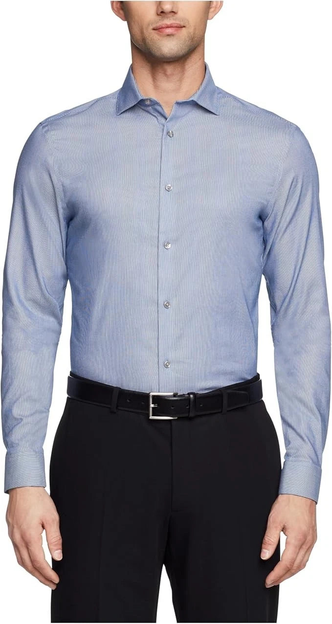Calvin Klein Men's Non Iron Stretch Slim Fit Dress Shirt, Smokey Blue, 17" 34/35