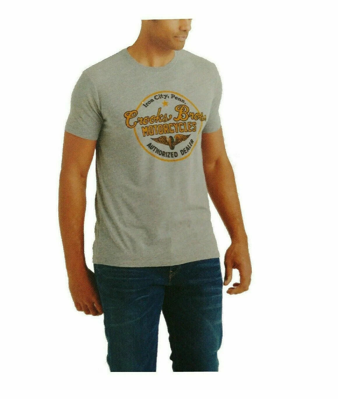 Lucky Brand Short Sleeve Crew Neck Cotton Blend Graphic Tee, Grey, Small
