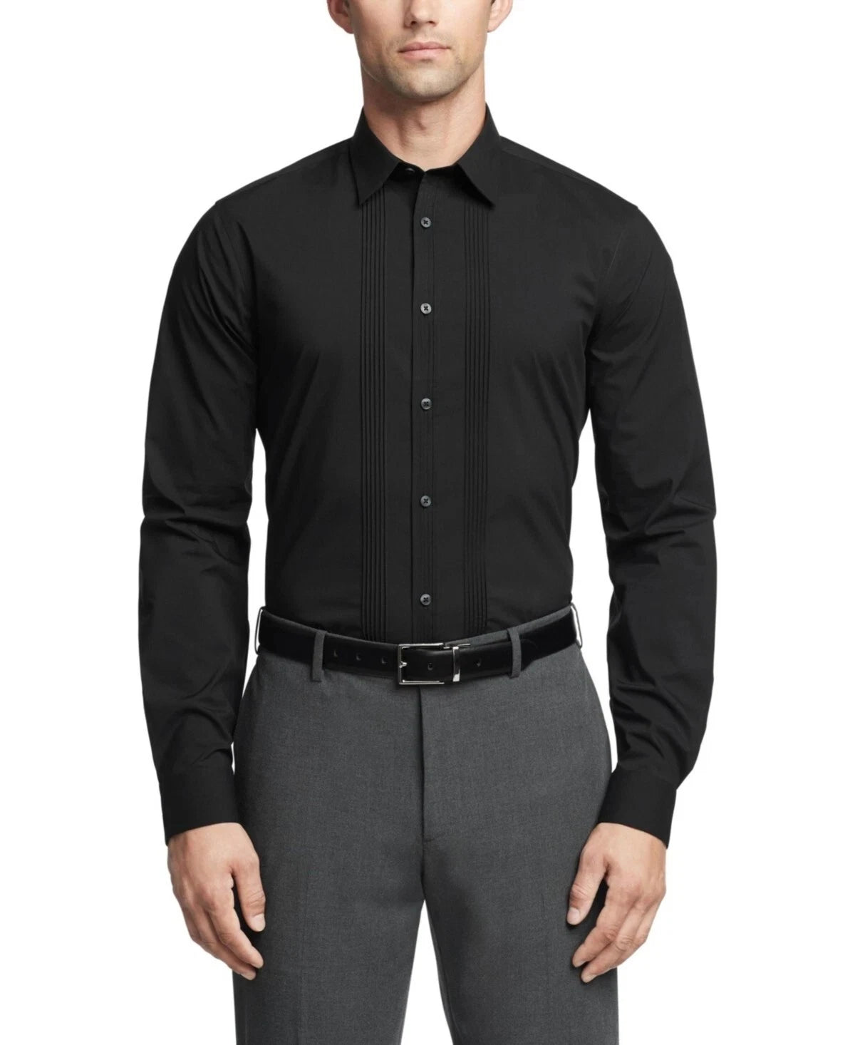 $89 Calvin Klein Men's Infinite Color Slim Fit Dress Shirt Black, 16-16.5 34-35