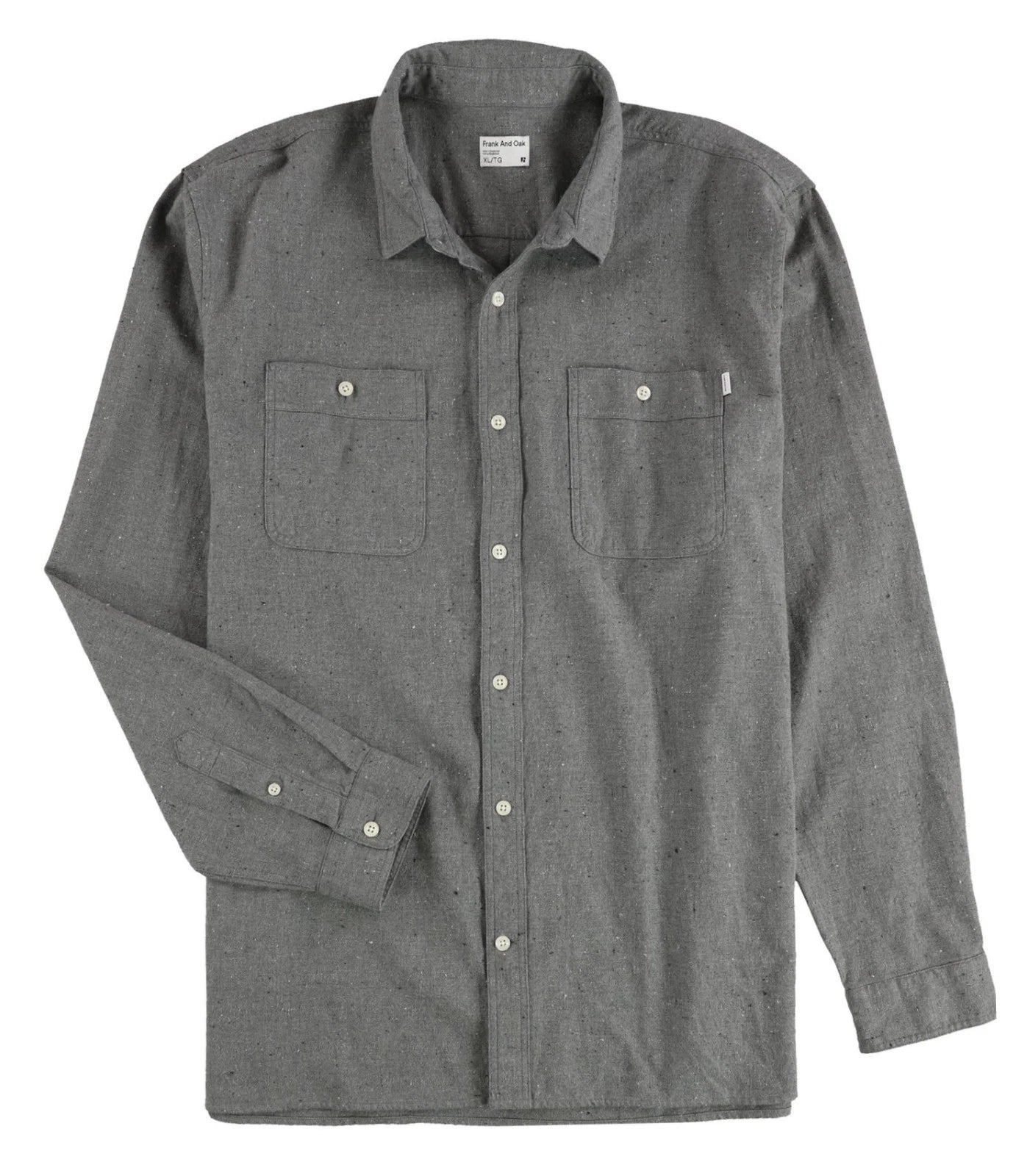 $99 Frank & Oak Men's Rusted Textured Button Up Shirt 100% Cotton, Grey Size L