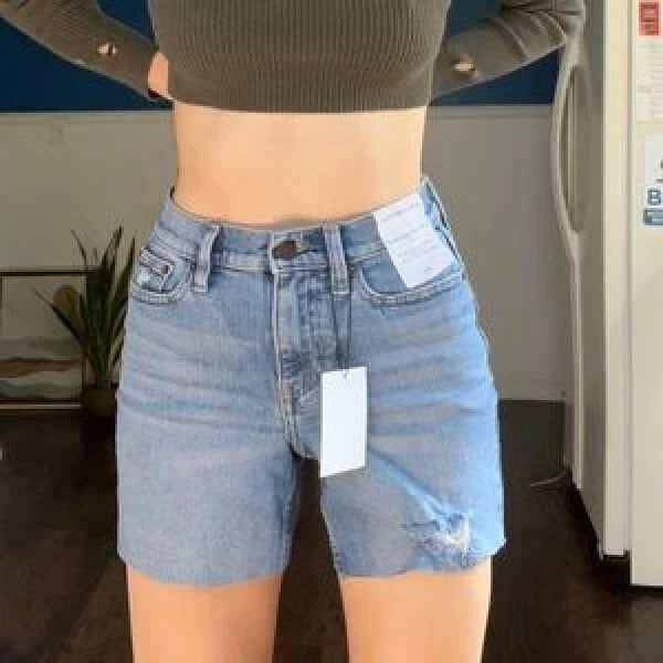 $59.50 Calvin Klein Women's Super High Rise 90's Fit Shorts Light Blue Size 29