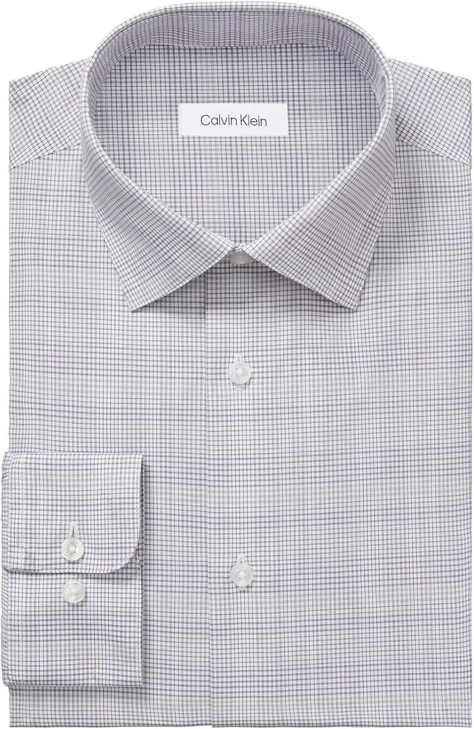 Calvin Klein Men's Dress Shirt Stretch Regular Fit Check-Purple Multi 15 32/33