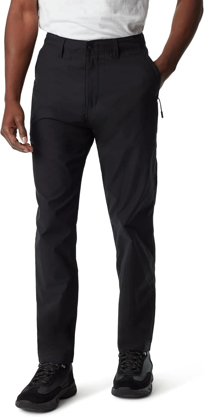 BASS OUTDOOR Mens Slim Straight Fit Traveler tech Pants, Black, 28W x 31L
