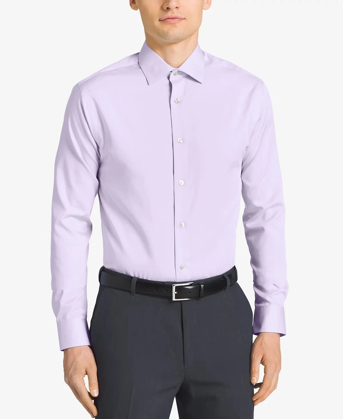 $79 Calvin Klein Men's Regular-Fit 100% Cotton Dress Shirt Lilac M 15.5 32-33