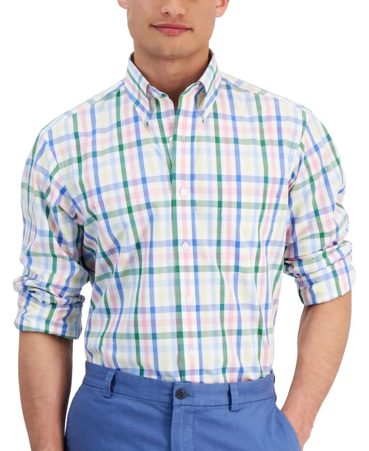 Club Room Men Regular fit Dress Shirt XL 17.5 in 32-33 Multi