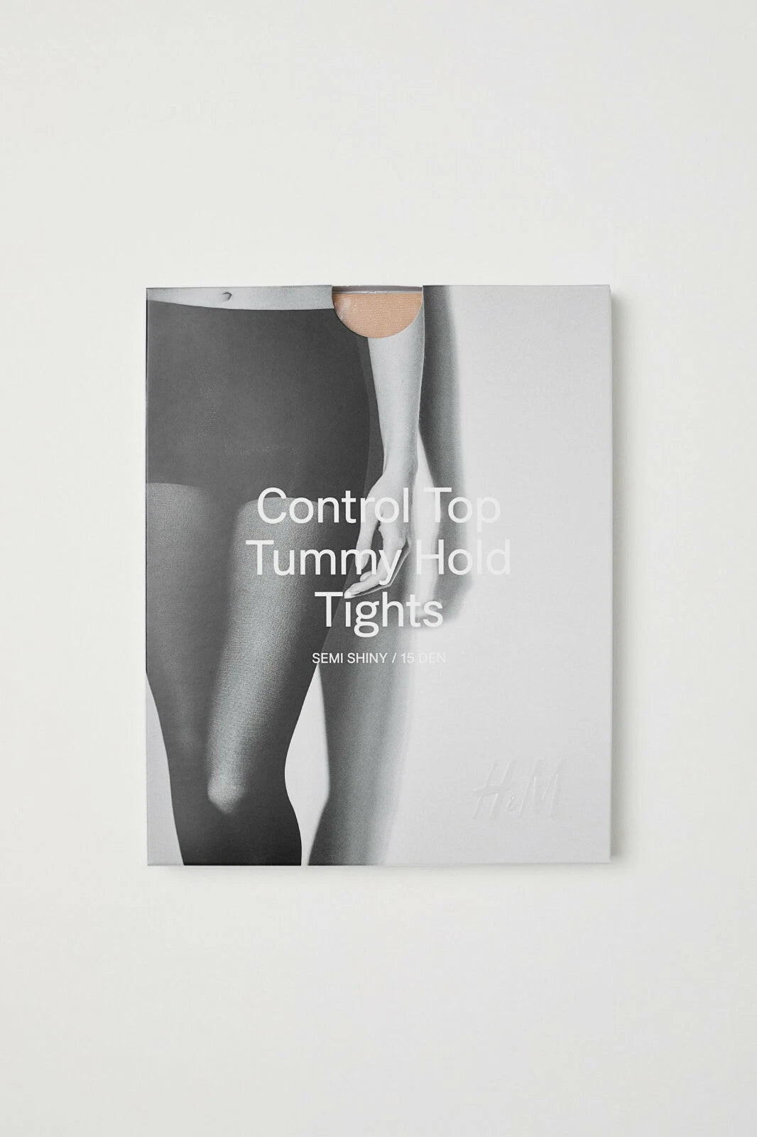 H&M Control Top Tights Tummy Hold Semi Shiny Made in Italy 1 Pack Sand 15 Den, S