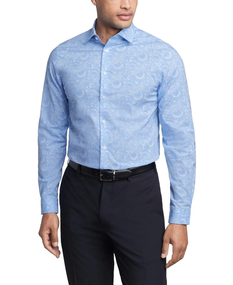 $89 Michael Kors Mens Regular fit Dress Shirt, Blue Multi, Large 16 32/33