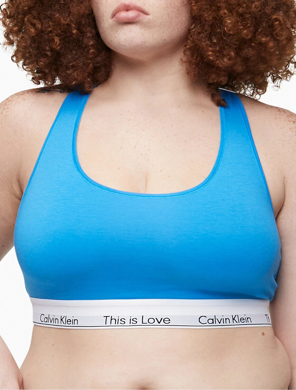 $28 Calvin Klein Pride Cotton This Is Love Unlined Bralette, Deep Sky Blue, 3X