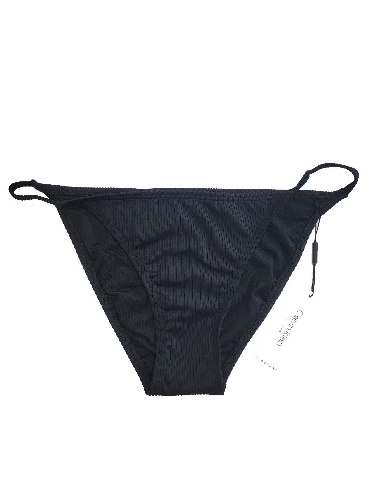 $48 Calvin Klein Swimwear Women UPF50+ Ribbed Bikini Bottom, Black XL