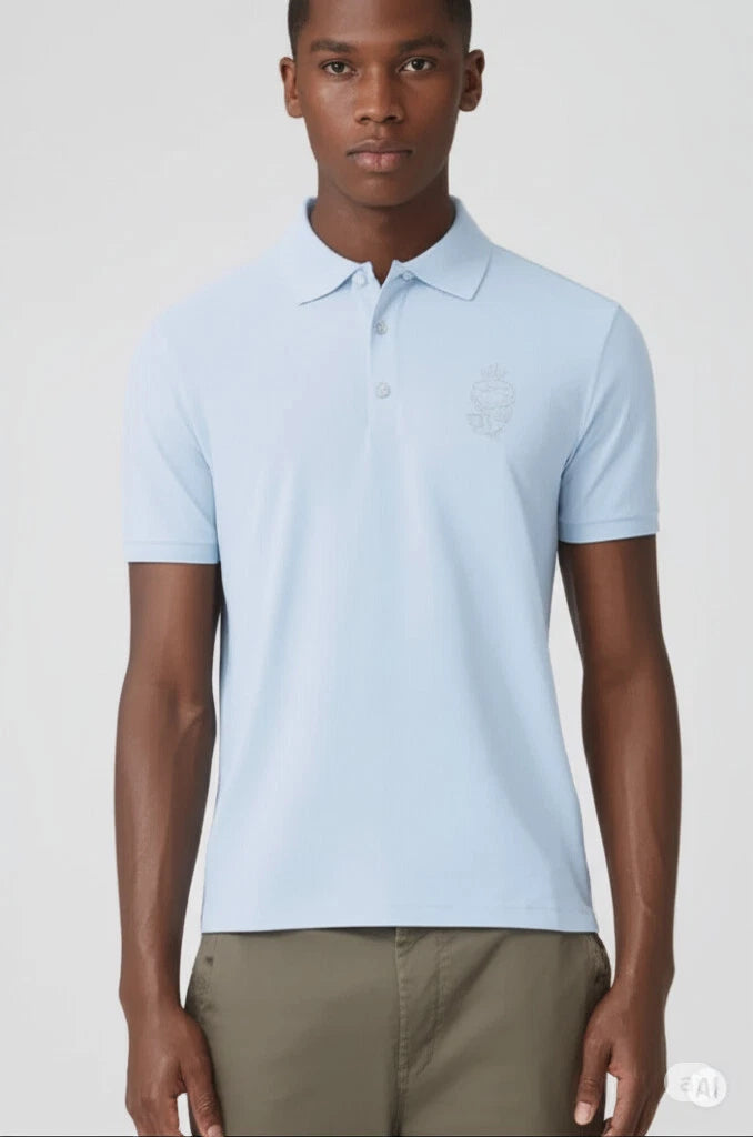 $69 Karl Lagerfeld Men's Light Blue Polo Shirt 100% Cotton - Classic Fit -Size S
