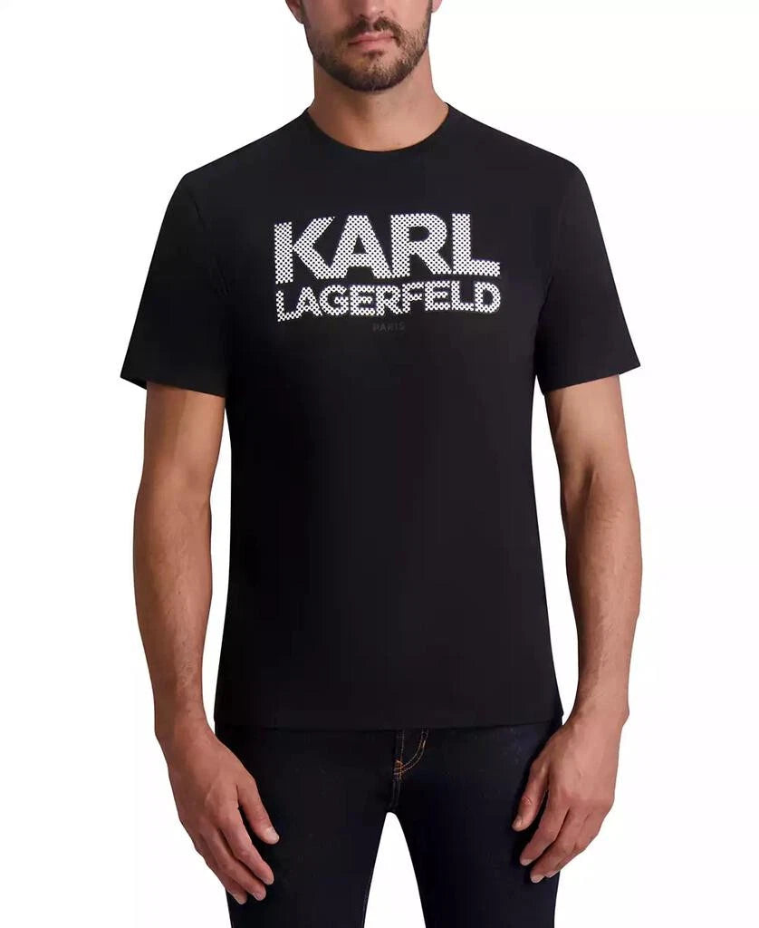 $59 Karl Lagerfeld Men's Slim-Fit Checkered Logo Graphic T-Shirt Size Small