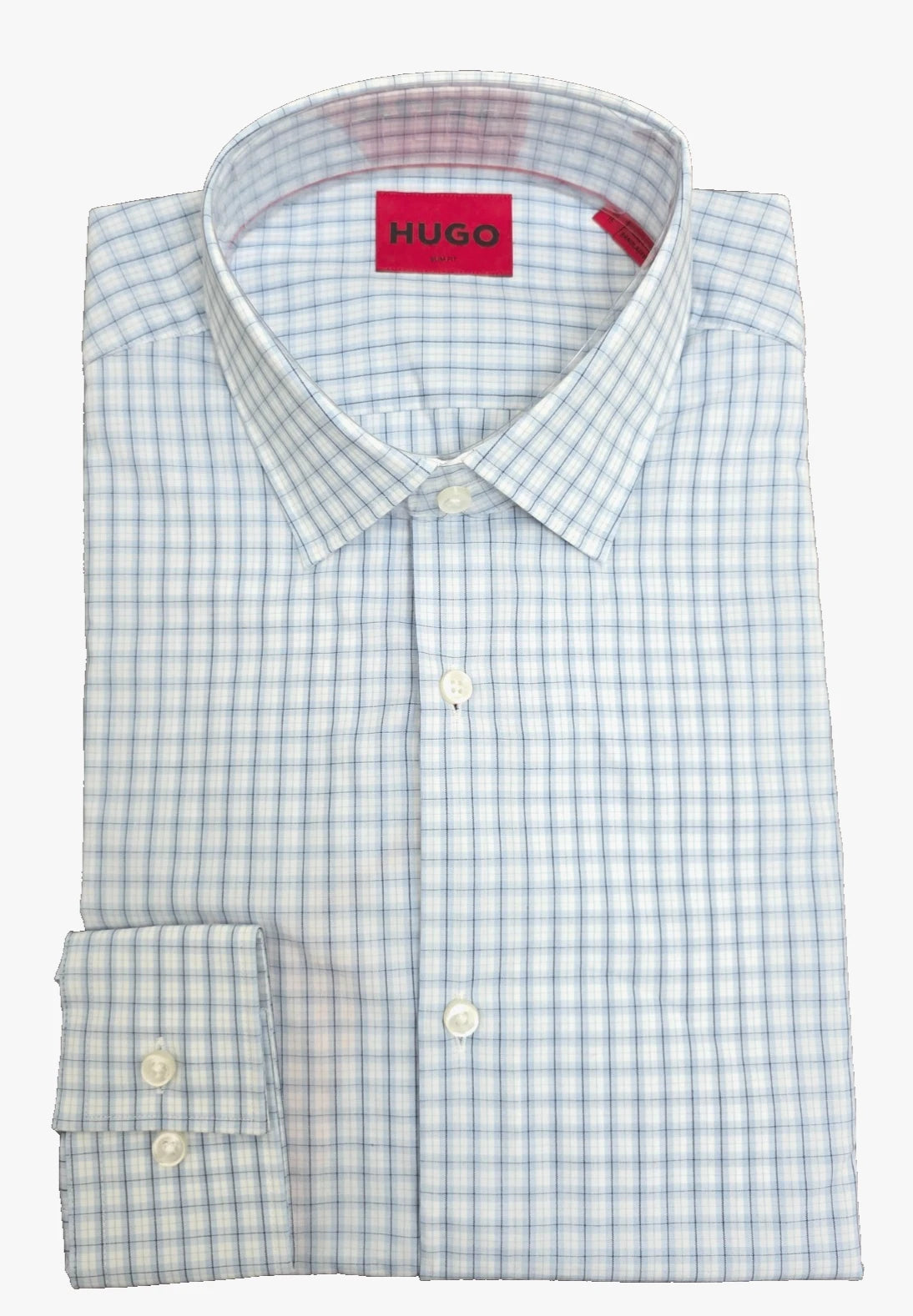 $98 Hugo by Hugo Boss Kenno Slim Fit 100% Cotton Dress Shirt Pastel Blue 15 in