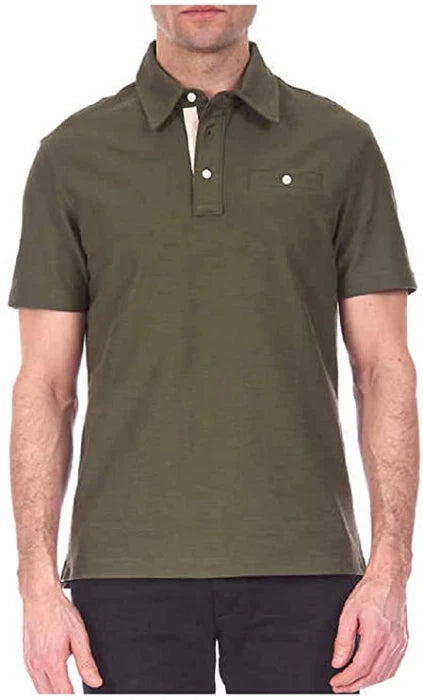 Jachs New York Men's Short Sleeve Slub Cotton Polo, Olive 3XL
