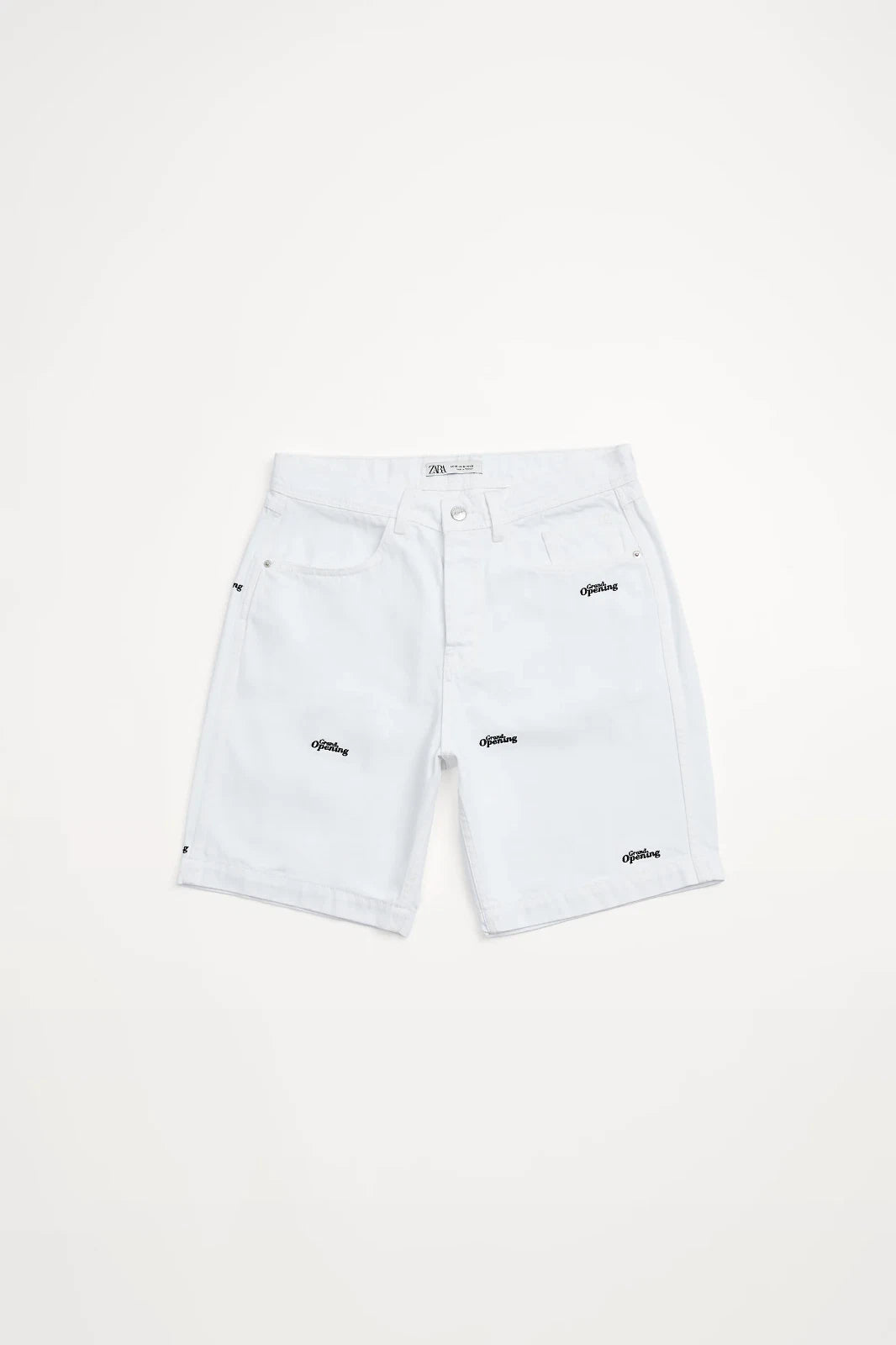 $49.90 ZARA Men's Embroidered Denim Shorts White Size 38