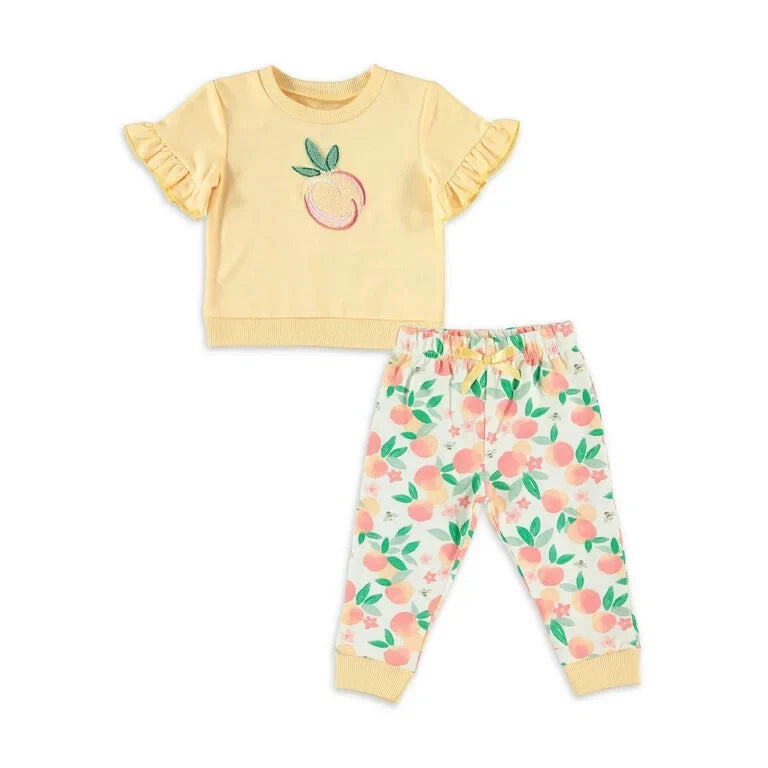 Chick Pea Baby Girl 2 PC French Terry Jogger Set, Size 18 M