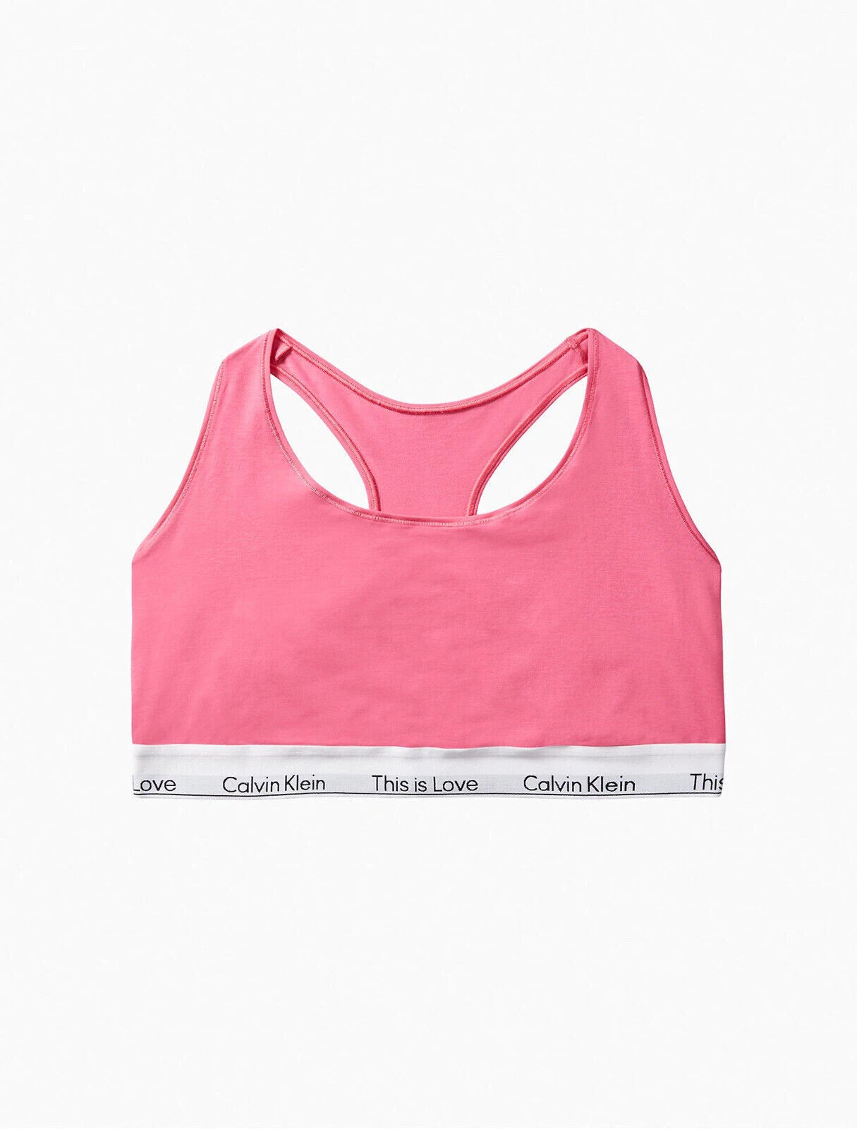 Calvin Klein Women's Plus Cotton This Is Love Unlined Bralette, Pink Flambe, 2X