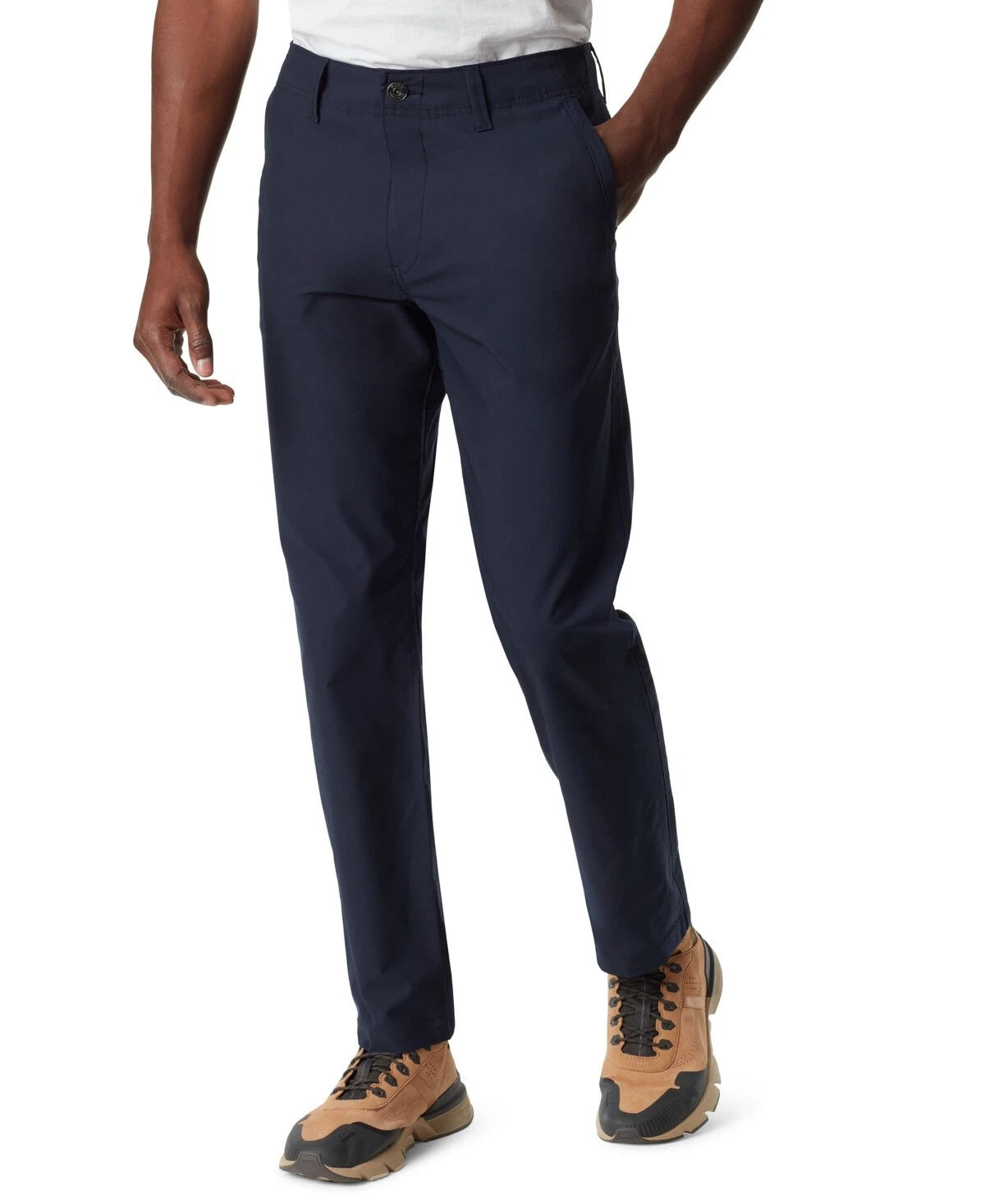 BASS OUTDOOR Mens Slim Straight Fit Traveler tech Pants, Navy, 34W x 30.5L
