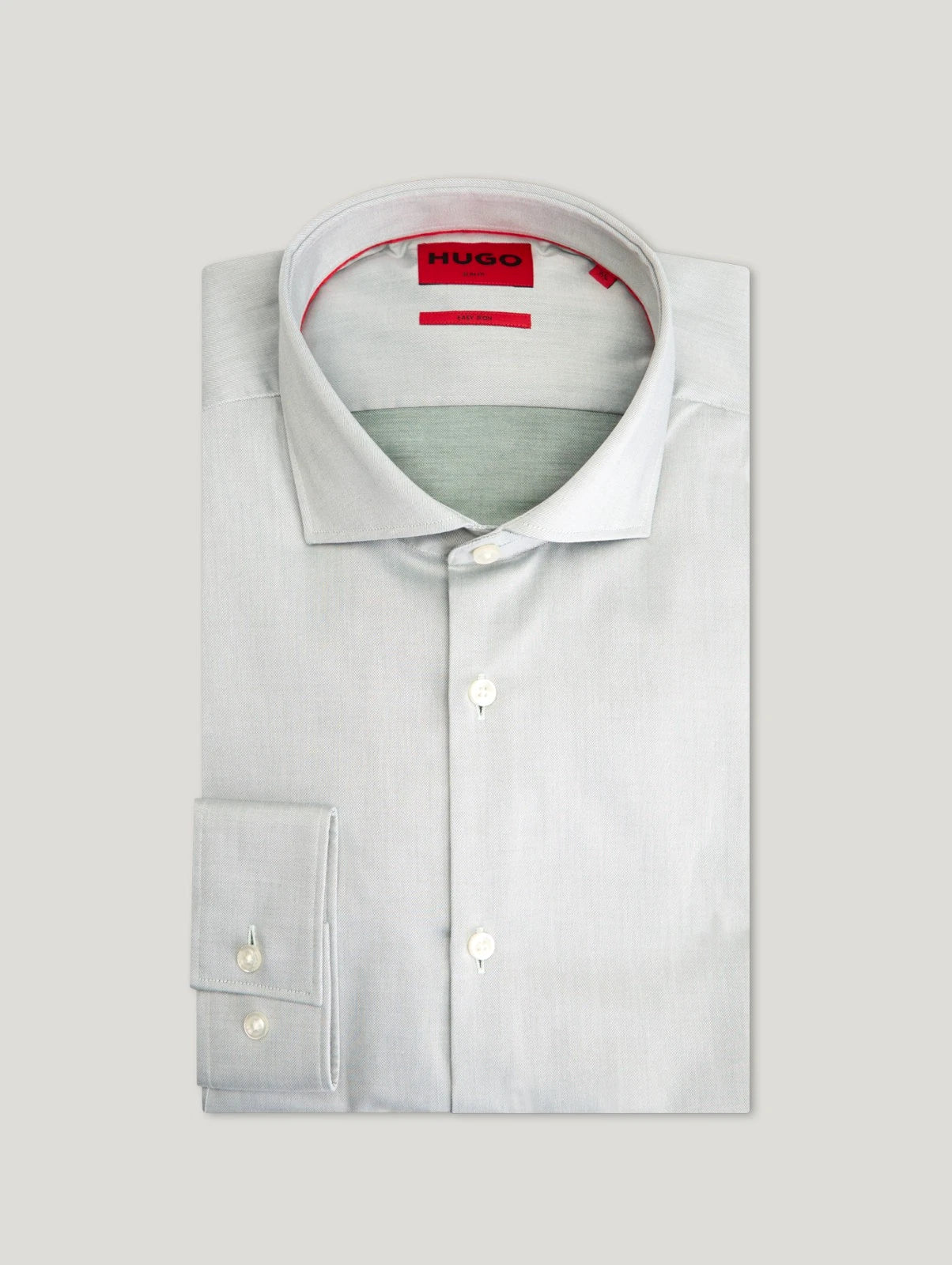 $118 Hugo Boss Men's 100% Cotton Slim-Fit Dress Shirt Easy Iron Grey, XL 17.5/44