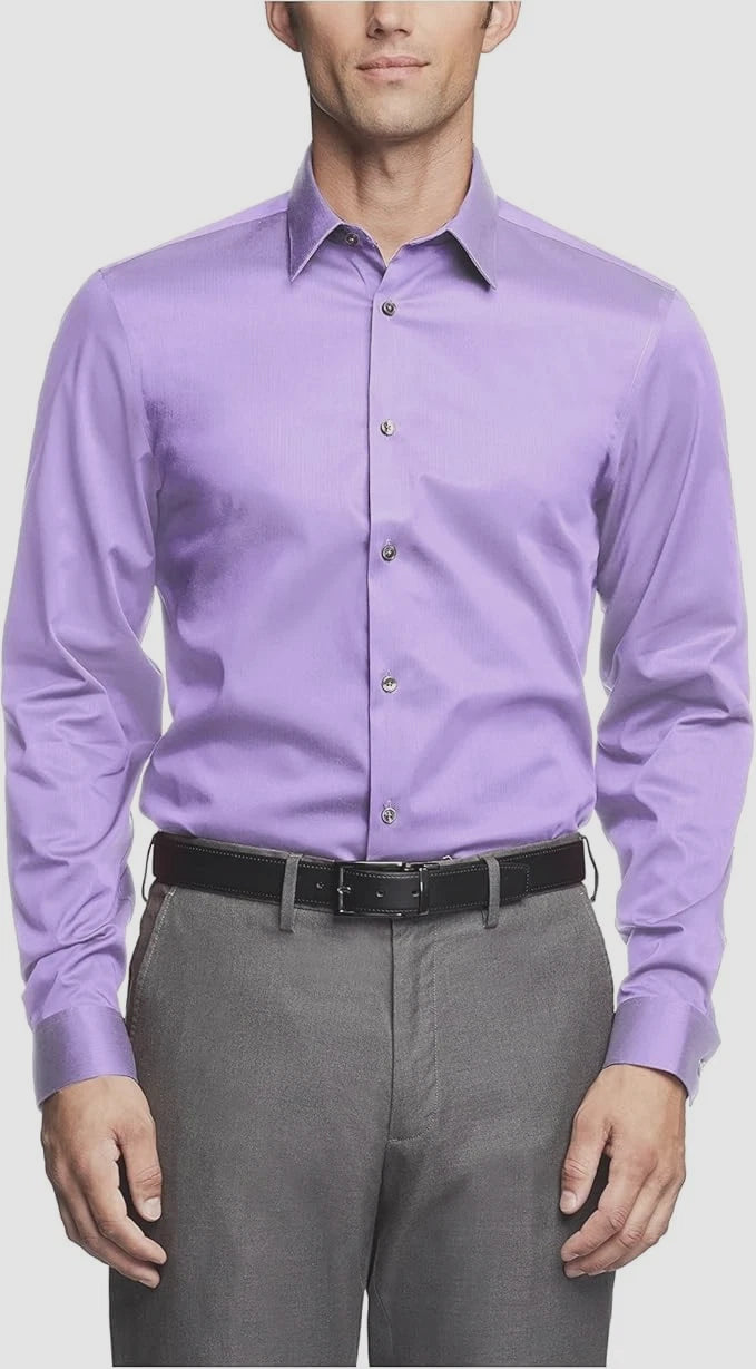 $79 Calvin Klein Men's Regular-Fit Cotton Dress Shirt Orchid L 16.5 34-35