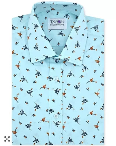 TAYION Collection Men Regular fit Button-Up Shirt L 16-16.5 in 32-33 Blue Floral