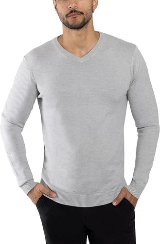 XRAY Mens V-Neck Sweater, Basic Slim Fit Pullover (Big & Tall) Heather Grey 5XL