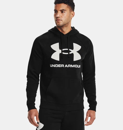 Under Armour Men's Sportstyle Terry Logo Hoodie , Black (001)/White , Medium