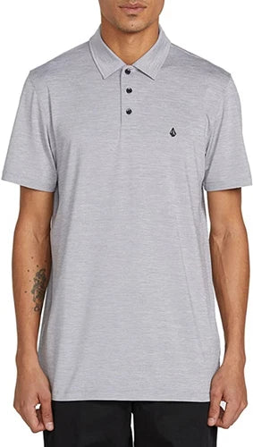 Volcom Men's Hazard Performance Short Sleeve Lightweight Golf Polo, Grey, Medium