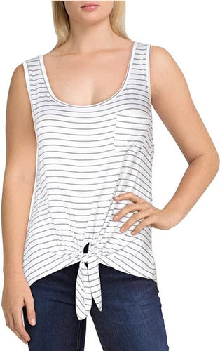 Rebellious One Jr L Tank Top tie waist Sleeveless Crop Tank top Damaged Large