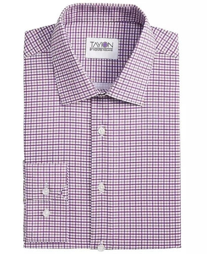 Tayion Collection Men's  Purple Trim Dress Shirt, M- 15-15.5 in, 32/33