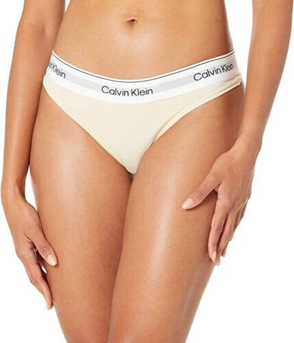 Calvin Klein Women's Modern Cotton Naturals Thong, Stone, 1X